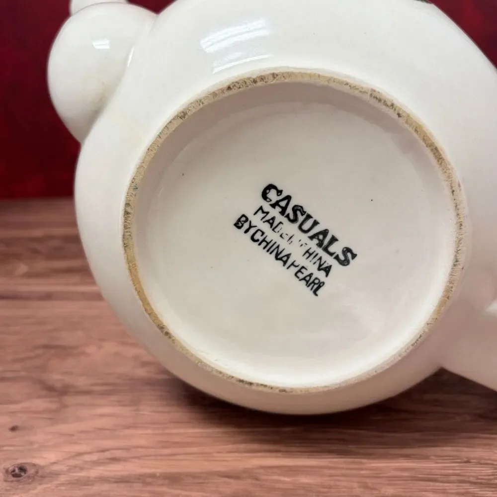 Casuals by China Pearl Apple Blossom Teapot Creamer Sugar Bowl Set